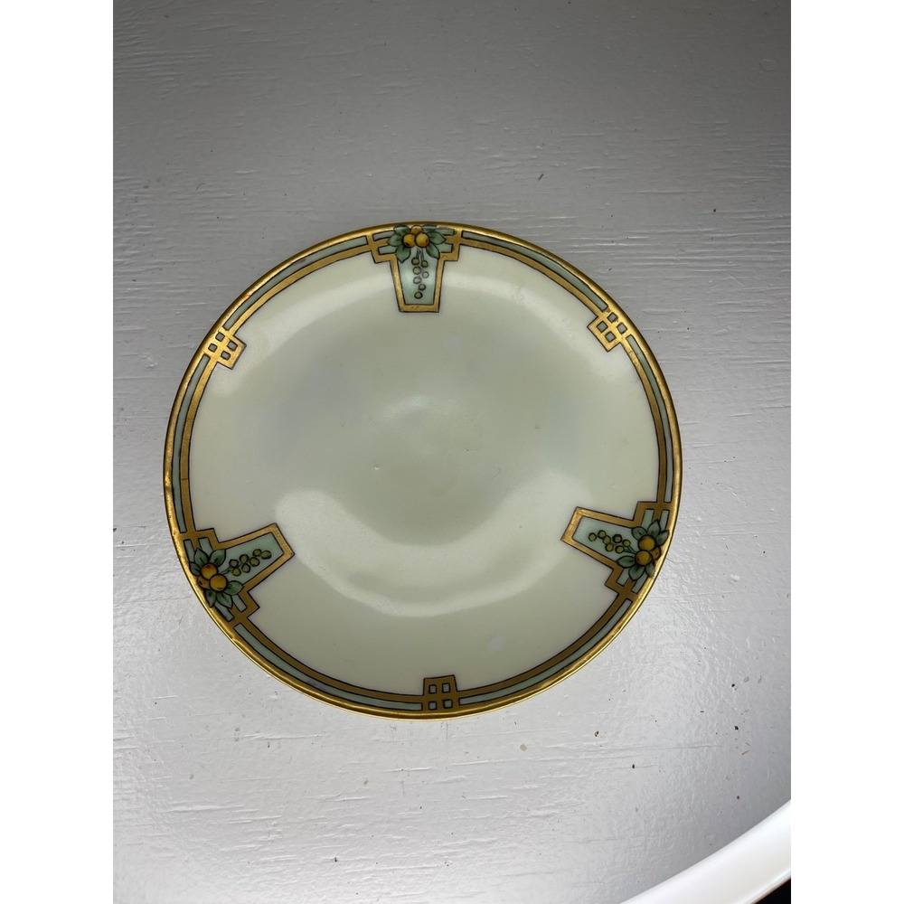 Thomas Bavaria Sevres Porcelain Plate Art Deco Floral Gold Trim German Vintage